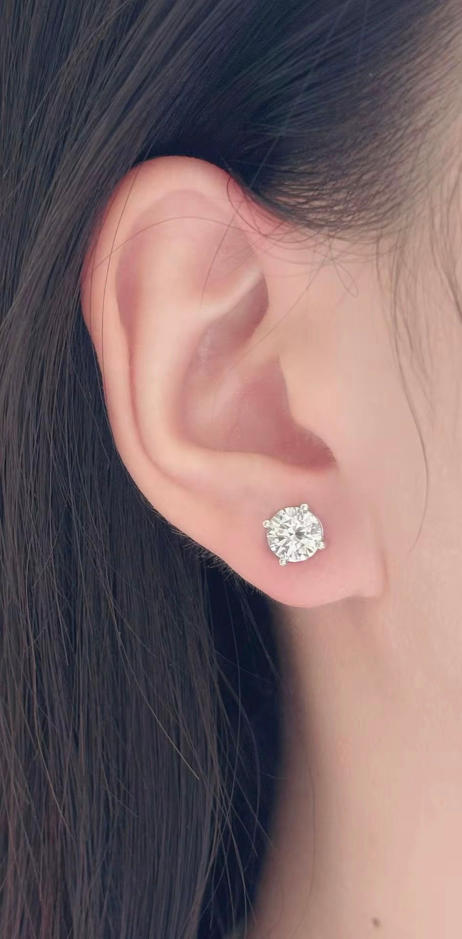 4- Prong 1 Carat Total Weight Lab Diamond Stud Earrings in 18K White Gold