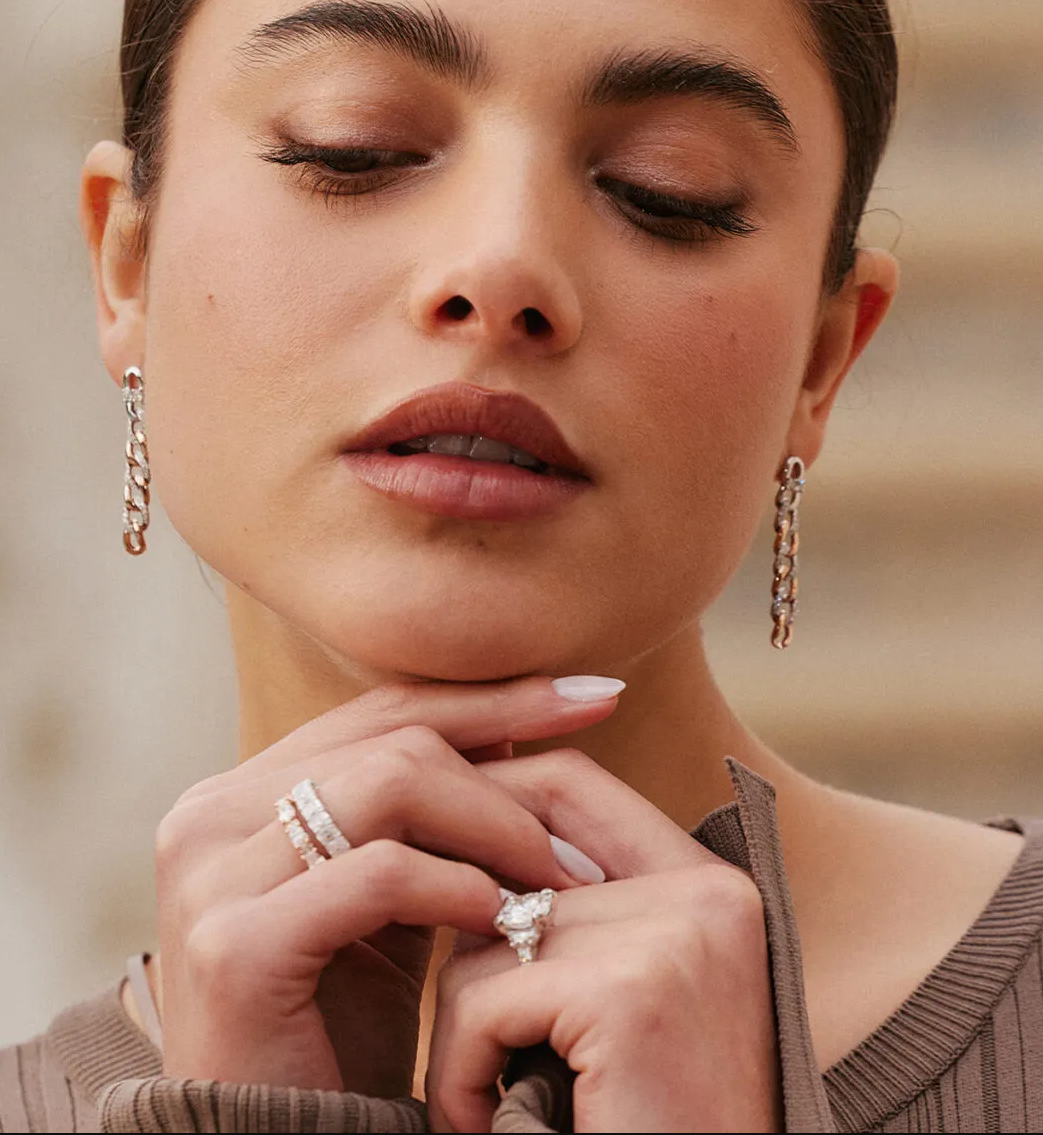 Womens earrings, front view