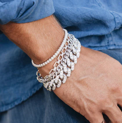 Moissanite tennis bracelets,Iced-out Cuban link bracelets, side view