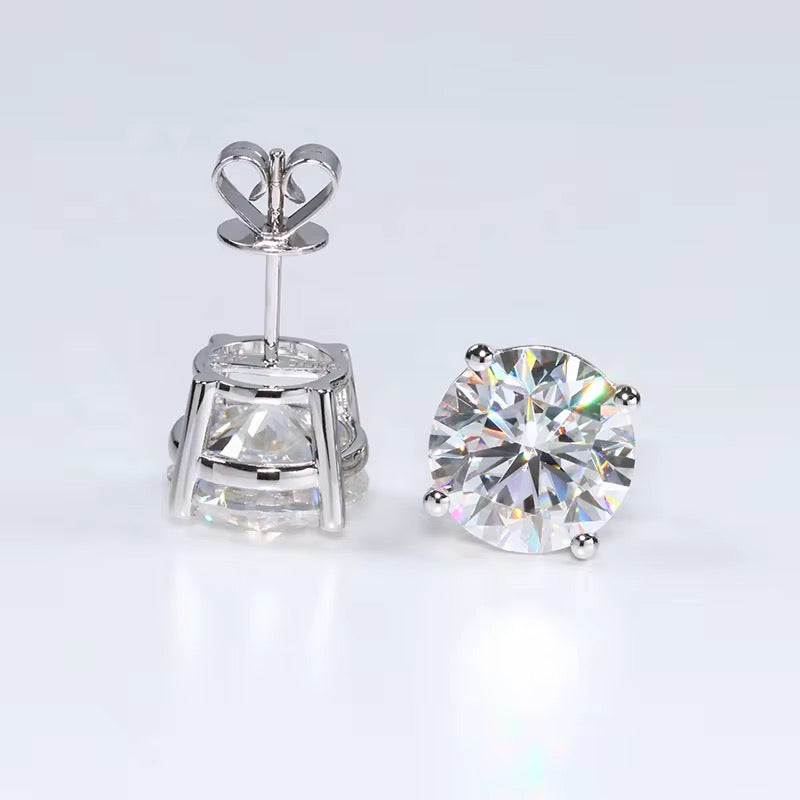 4- Prong 1 Carat Total Weight Lab Diamond Stud Earrings in 18K White Gold