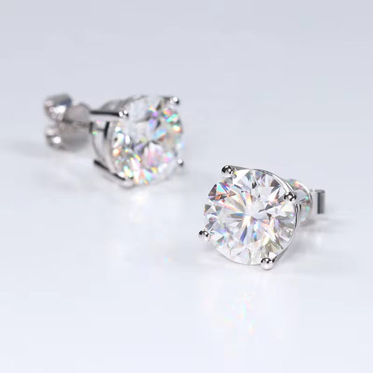 4- Prong 1 Carat Total Weight Lab Diamond Stud Earrings in 18K White Gold