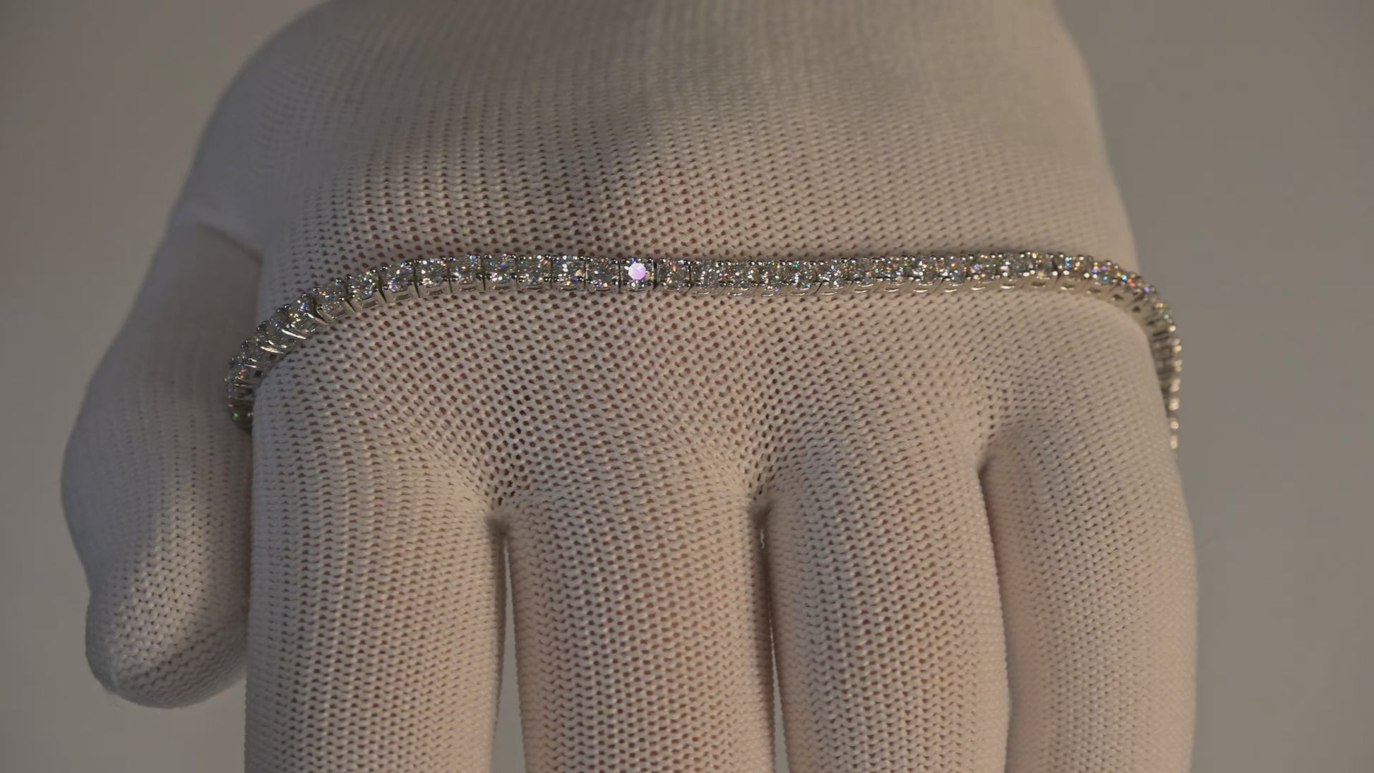 Moissanite tennis bracelet, top down view
