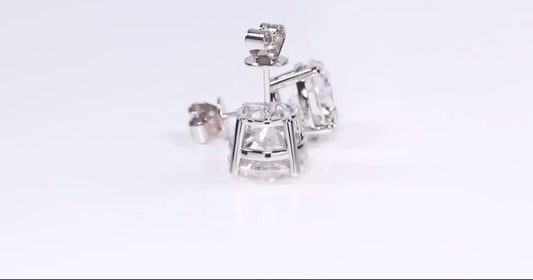 4- Prong 1 Carat Total Weight Lab Diamond Stud Earrings in 18K White Gold